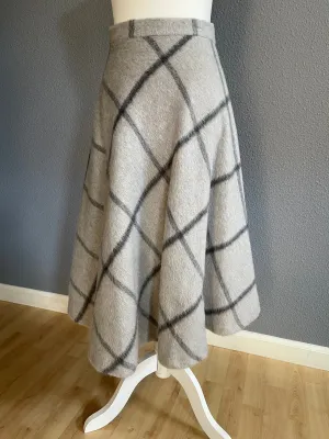 Jijil Gray Plaid Wool A-Line Skirt