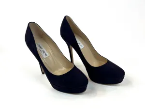 Jimmy Choo Dark Brown-Purple Suede Platform Heels Size 38