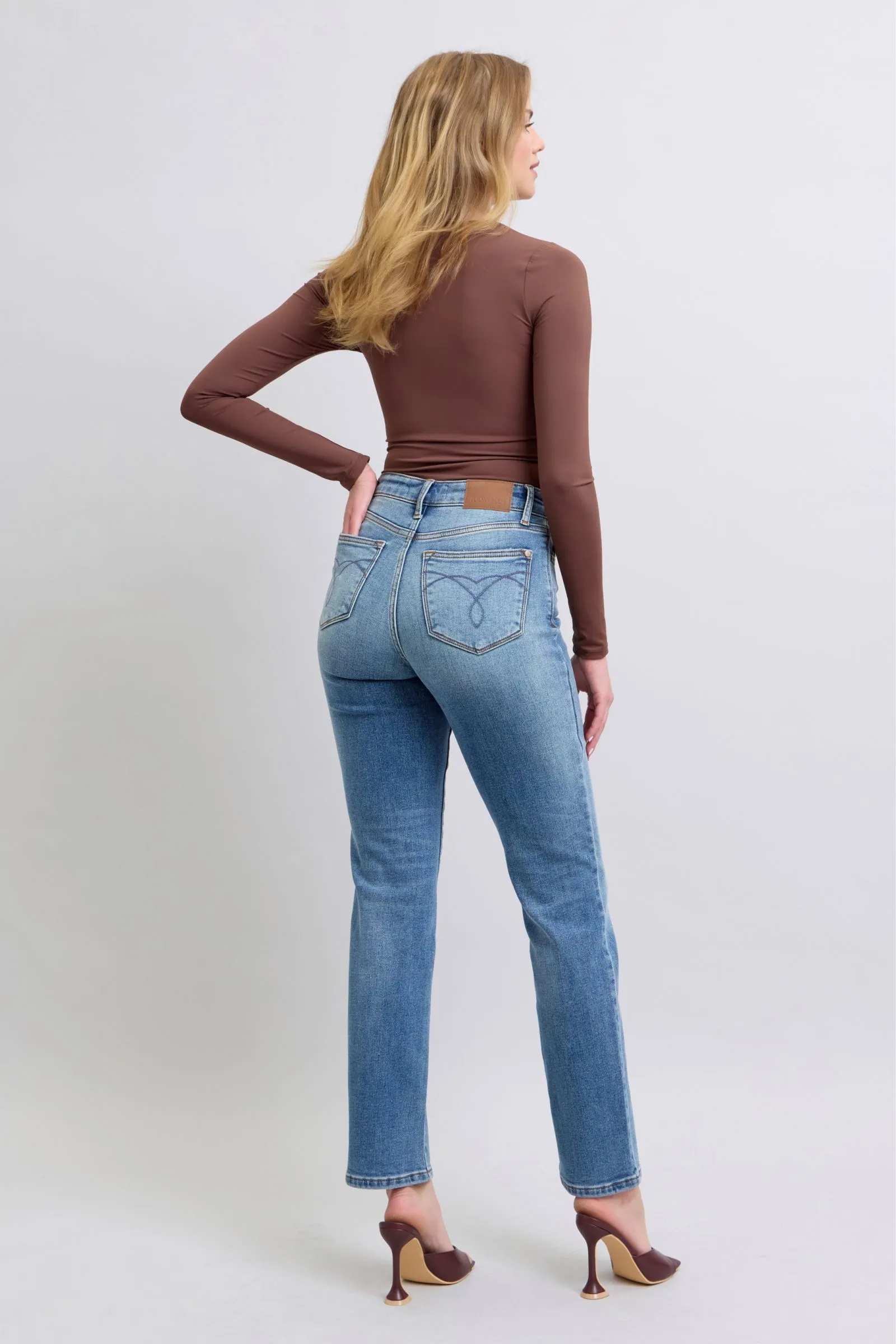 Judy Blue Full Size Vintage Wash Thermal Lined Straight Leg Jeans