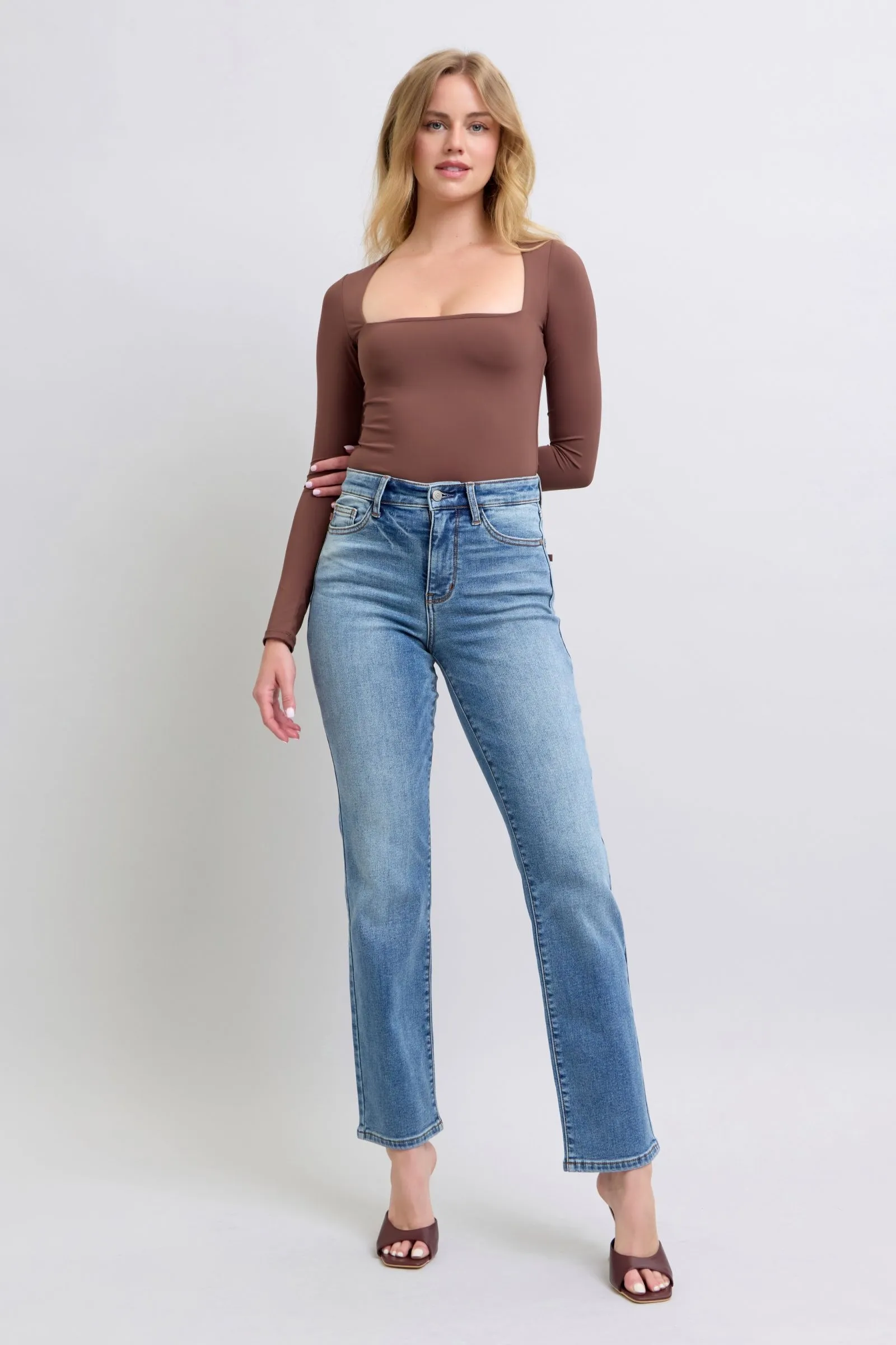 Judy Blue Full Size Vintage Wash Thermal Lined Straight Leg Jeans