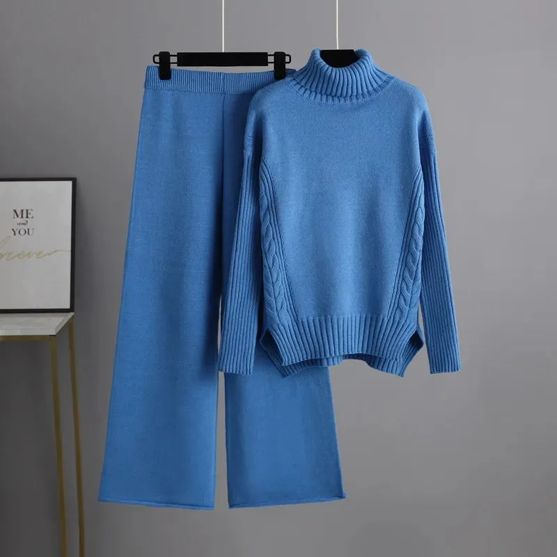 Knit Two-Piece Set | Turtleneck & Midi Skirt | Soft & Elegant