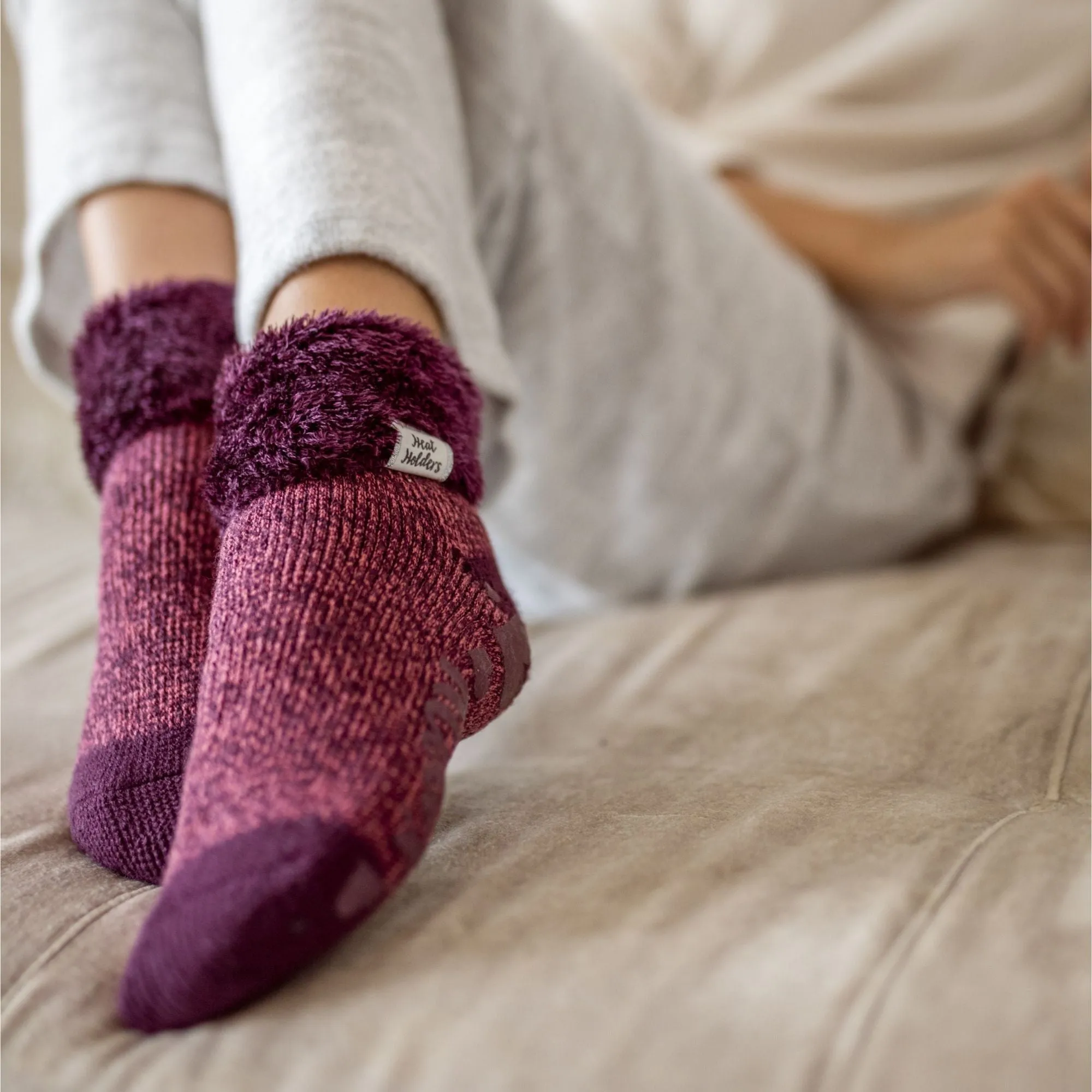 Ladies Cuddly Fluffy Sliper Bed Socks with Feather Top