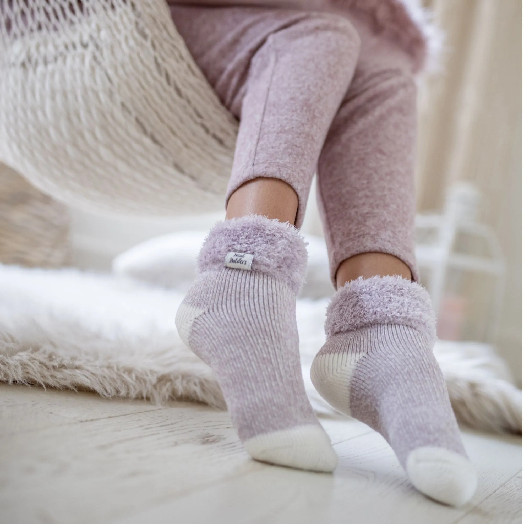 Ladies Ribbed Cuff Thermal Bed Socks for Lounging Around