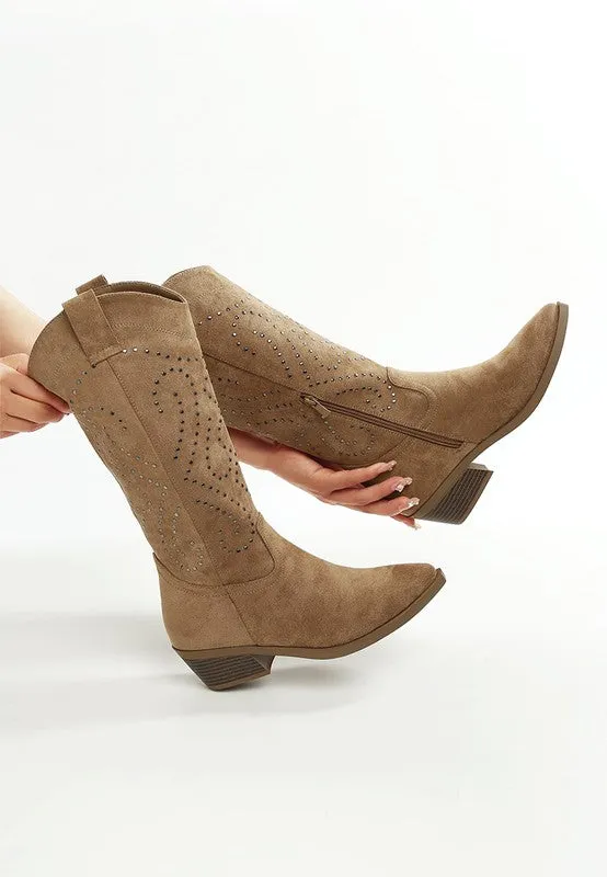 Lariat Studs Embellished Cowboy Boots