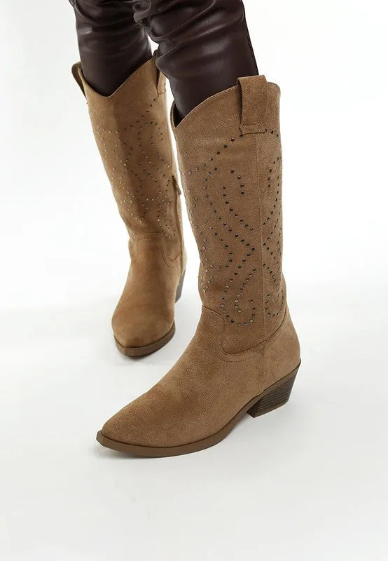 Lariat Studs Embellished Cowboy Boots