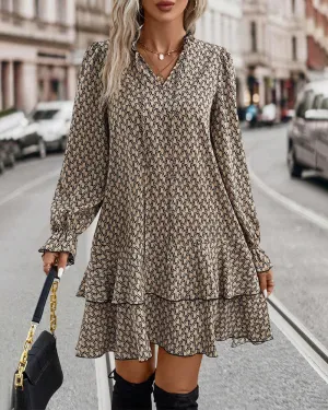 LAVINIA I PRINTED LONG-SLEEVE DRESS