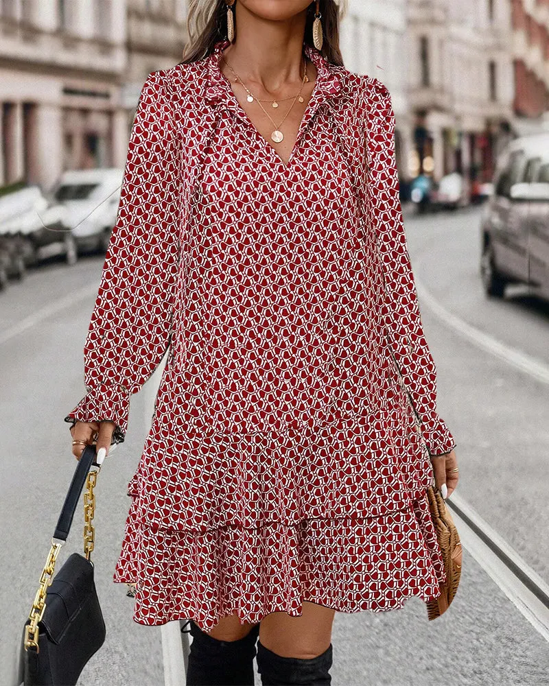 LAVINIA I PRINTED LONG-SLEEVE DRESS