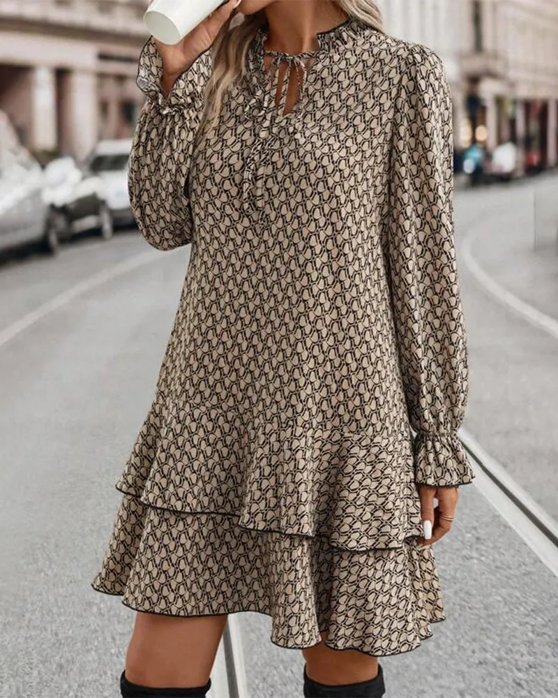 LAVINIA I PRINTED LONG-SLEEVE DRESS