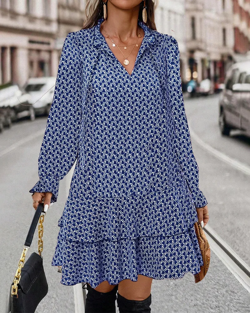 LAVINIA I PRINTED LONG-SLEEVE DRESS