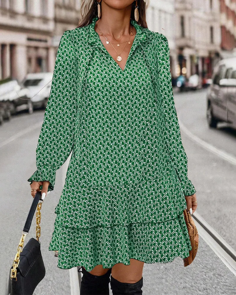 LAVINIA I PRINTED LONG-SLEEVE DRESS