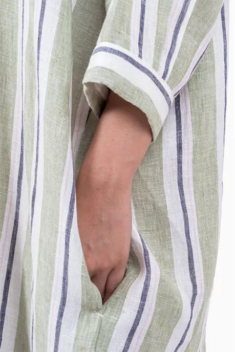 Linen Irena Shirt Dress-Tiffany Green