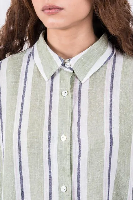 Linen Irena Shirt Dress-Tiffany Green