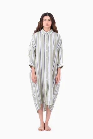 Linen Irena Shirt Dress-Tiffany Green