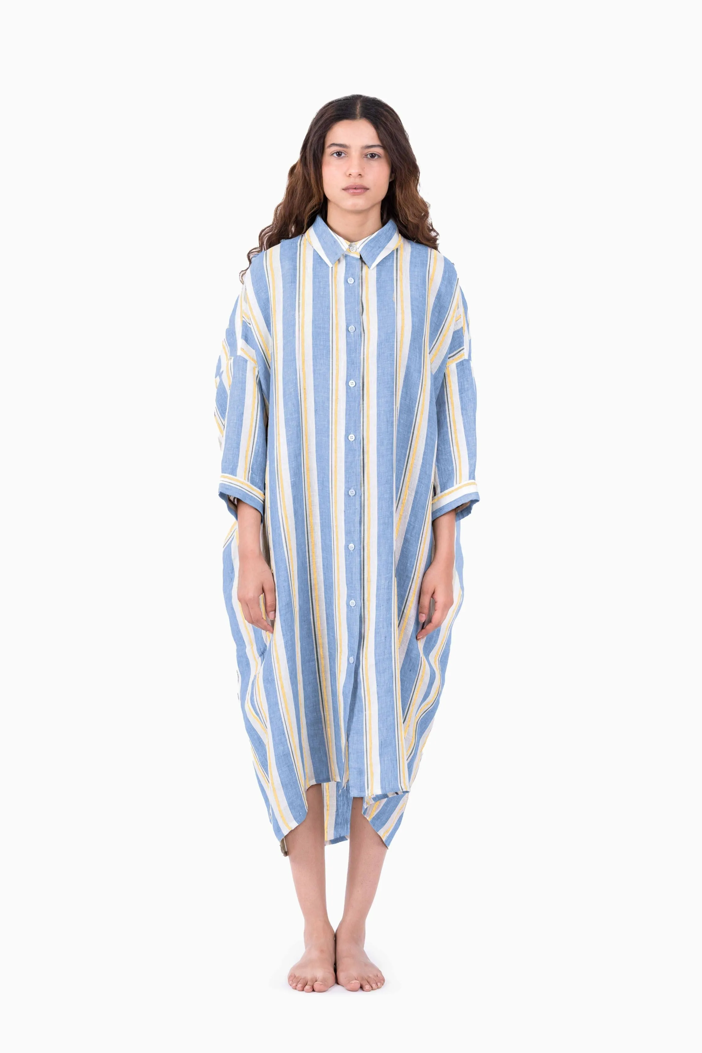 Linen Irena Shirt Dress-Tiffany Green