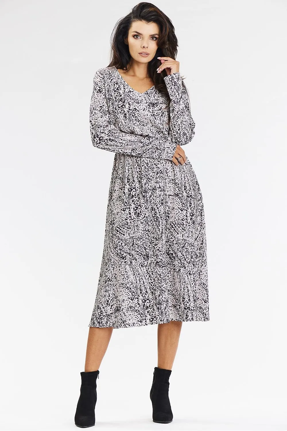 Long sleeves elegant midi kimono dress