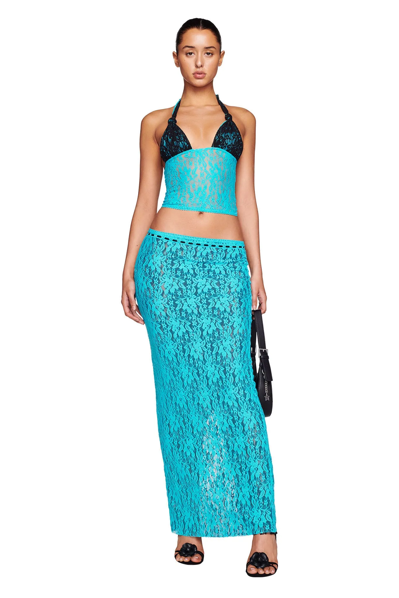 MARCELLA REVERSIBLE MAXI SKIRT - BLACK/BLUE