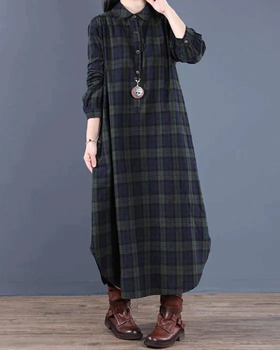 Marissa | Long-Sleeved Plaid Shirt Dress