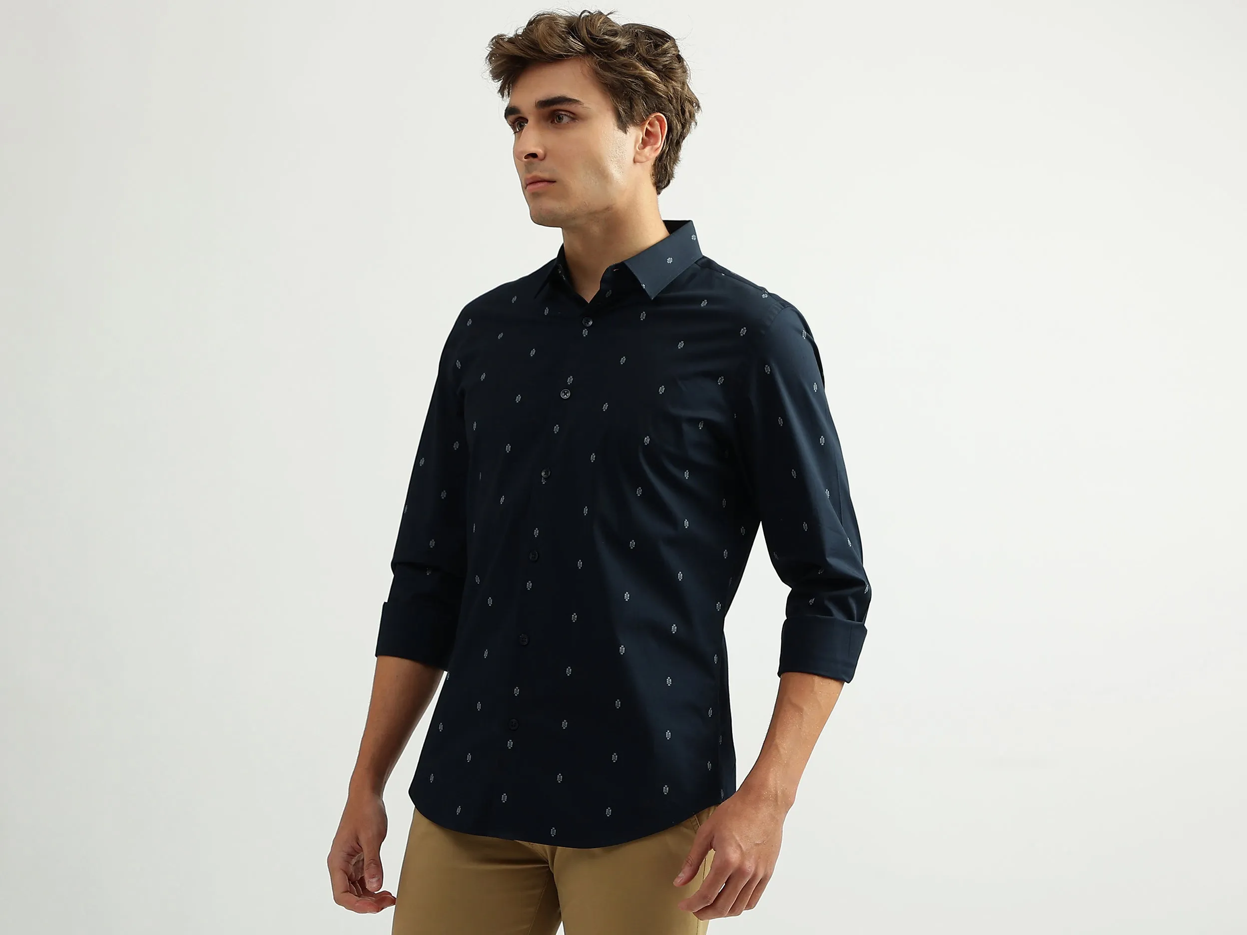 Men Printed Spread Collar Shirt