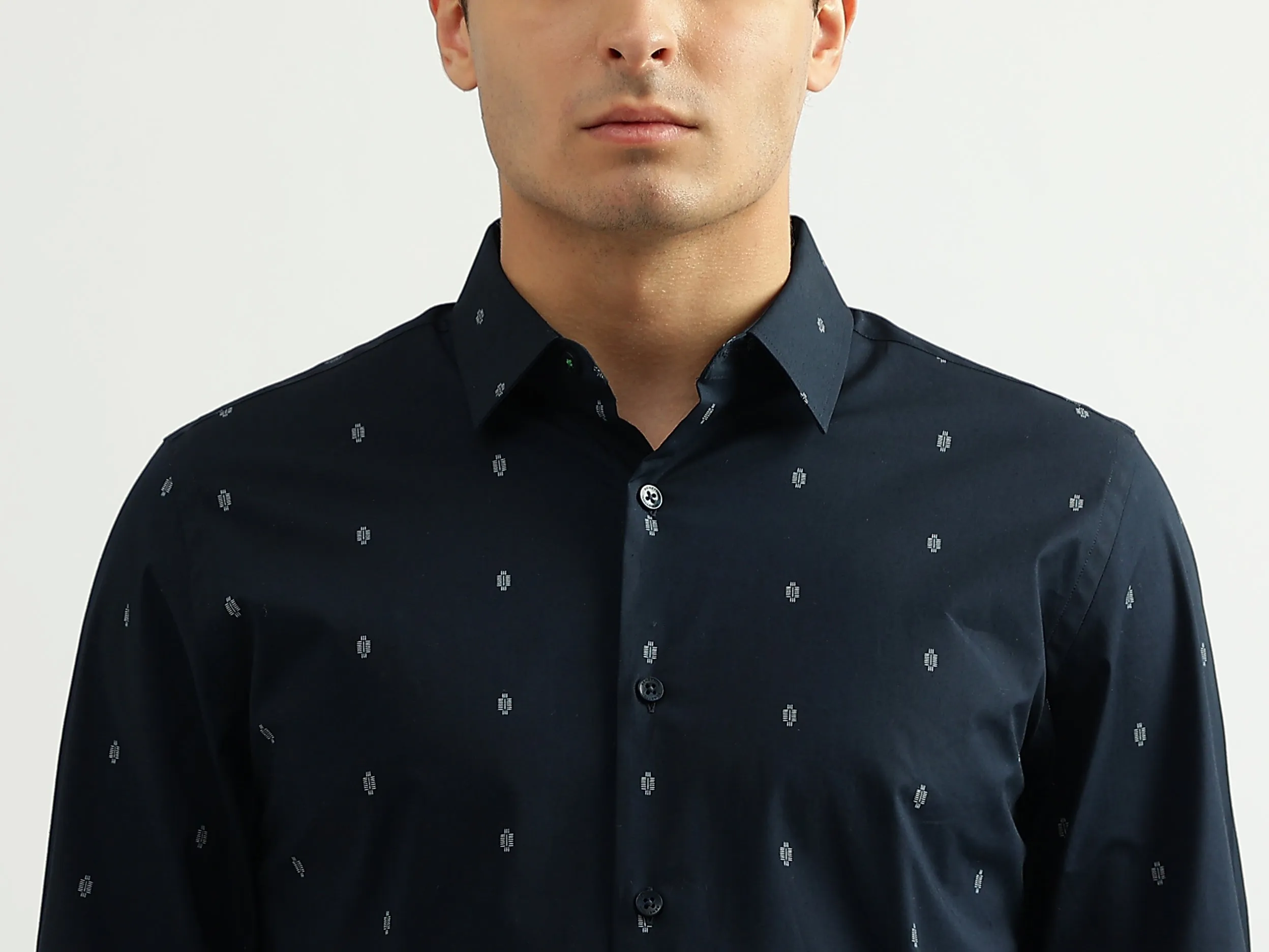 Men Printed Spread Collar Shirt