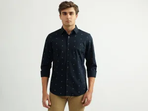Men Printed Spread Collar Shirt