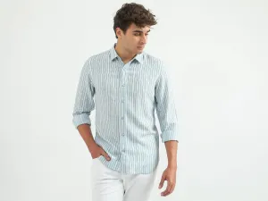 Men Striped Spread Collar Shirt
