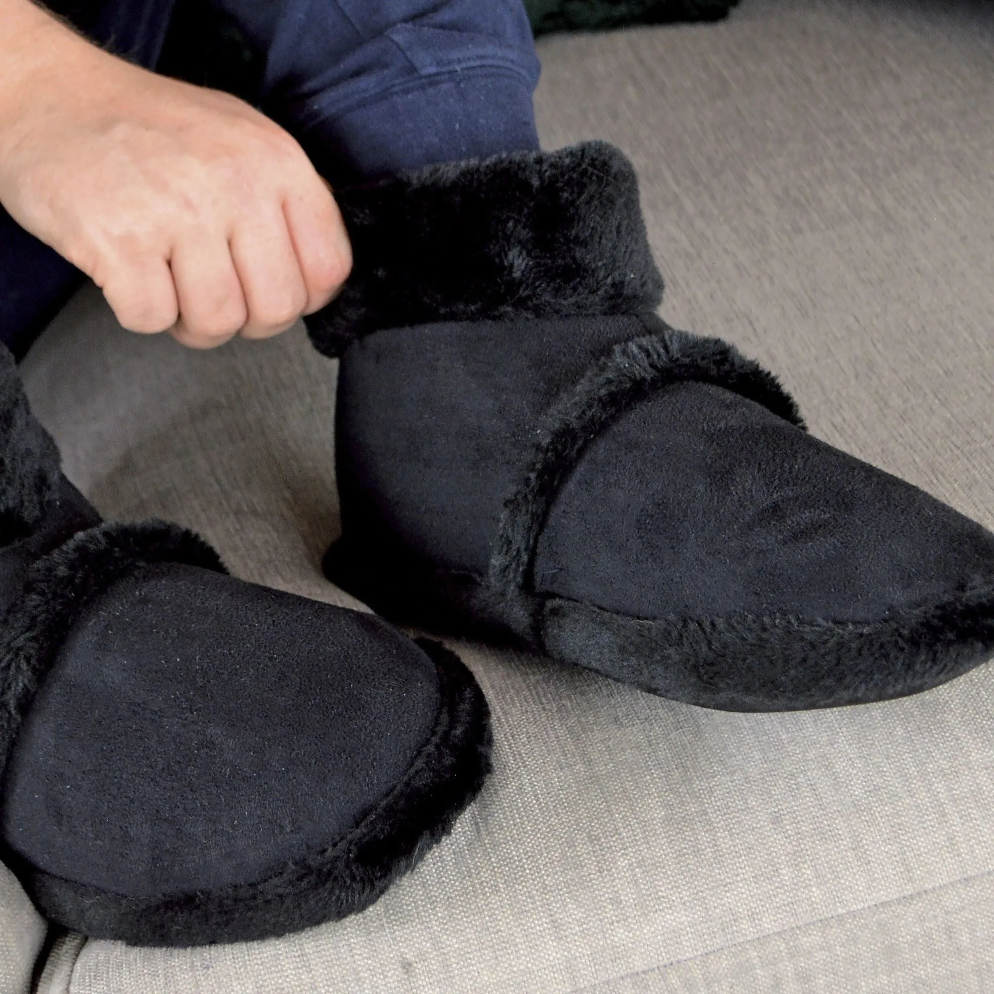 Mens Soft Plush Lined Memory Foam Slipper Booties (6 Sizes)
