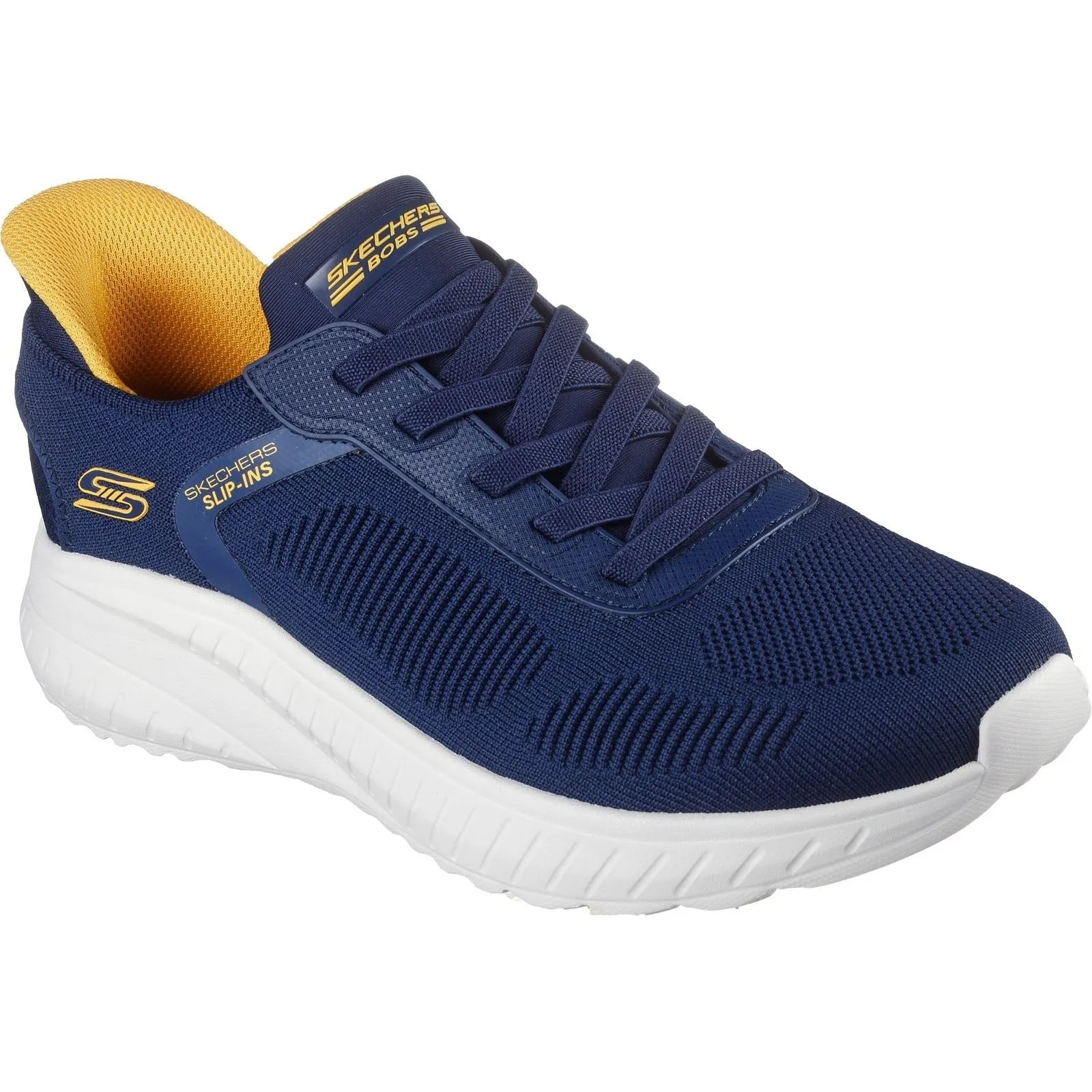 Men's Wide Fit Skechers 118312 Slip-ins Bobs Sport Squad Chaos Solid Step Sneakers