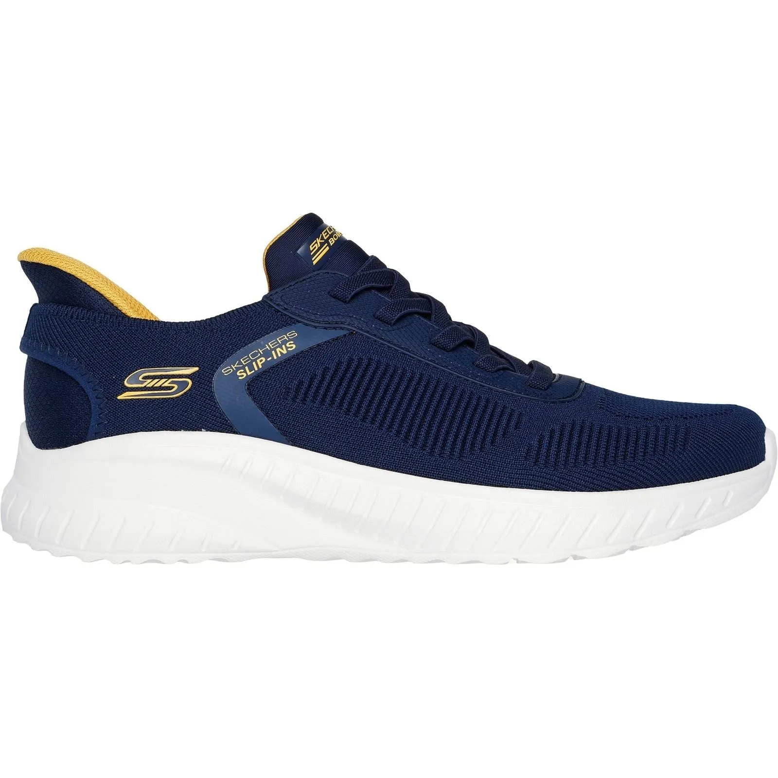Men's Wide Fit Skechers 118312 Slip-ins Bobs Sport Squad Chaos Solid Step Sneakers