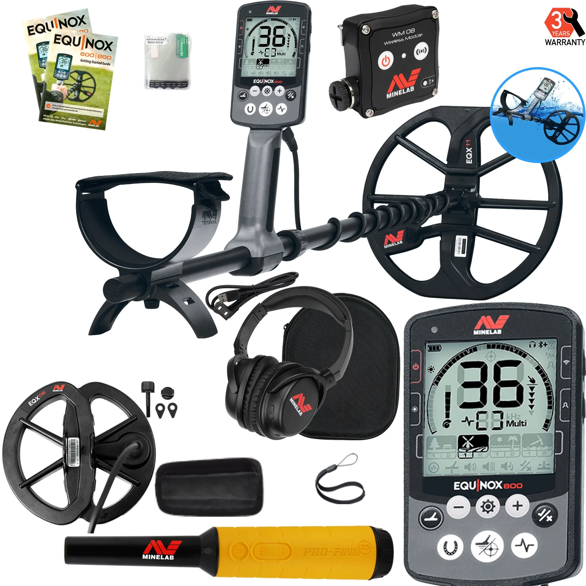 Minelab EQUINOX 800 Metal Detector, Pro-Find 35 Pinpointer, and 6" Coil