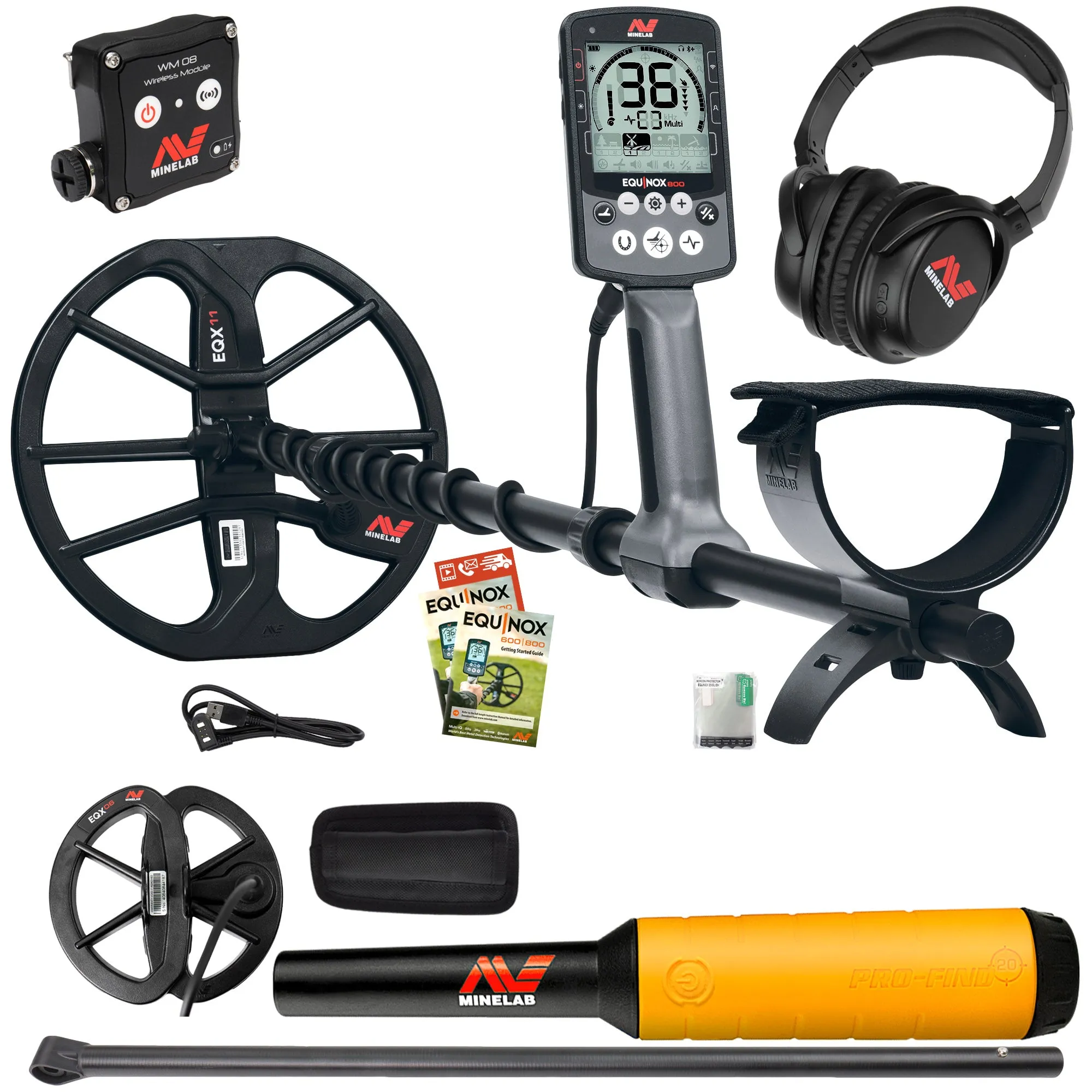 Minelab EQUINOX 800 Metal Detector with Lower Shaft,  Pro-Find 20, and  6" Coil