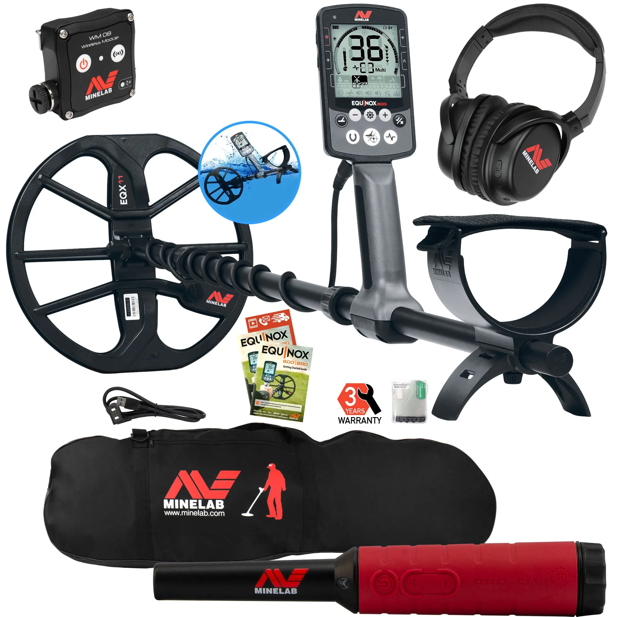 Minelab EQUINOX 800 Waterproof Metal Detector with Pro-Find 40 and Carry Bag