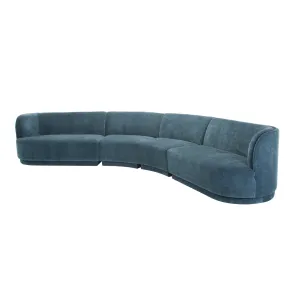 Moe's Home Collection Yoon Eclipse Nightshade Blue Modular Sectional Chaise Left-Facing