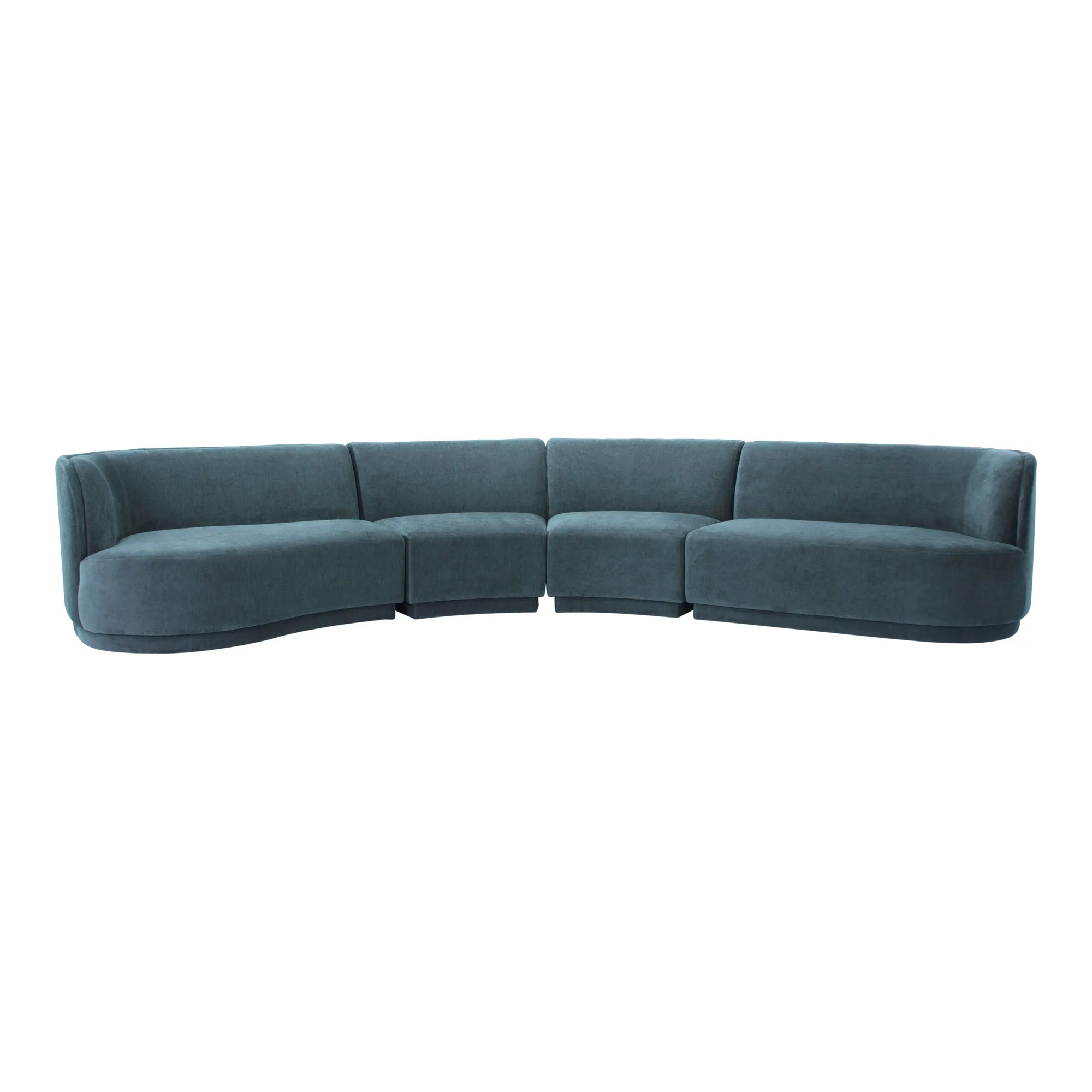 Moe's Home Collection Yoon Eclipse Nightshade Blue Modular Sectional Chaise Left-Facing