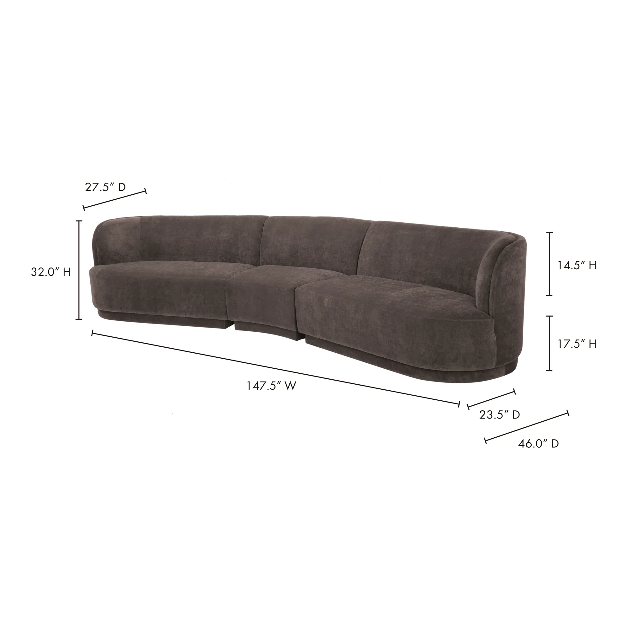 Moe's Home Collection Yoon Grey Compass Modular Sectional