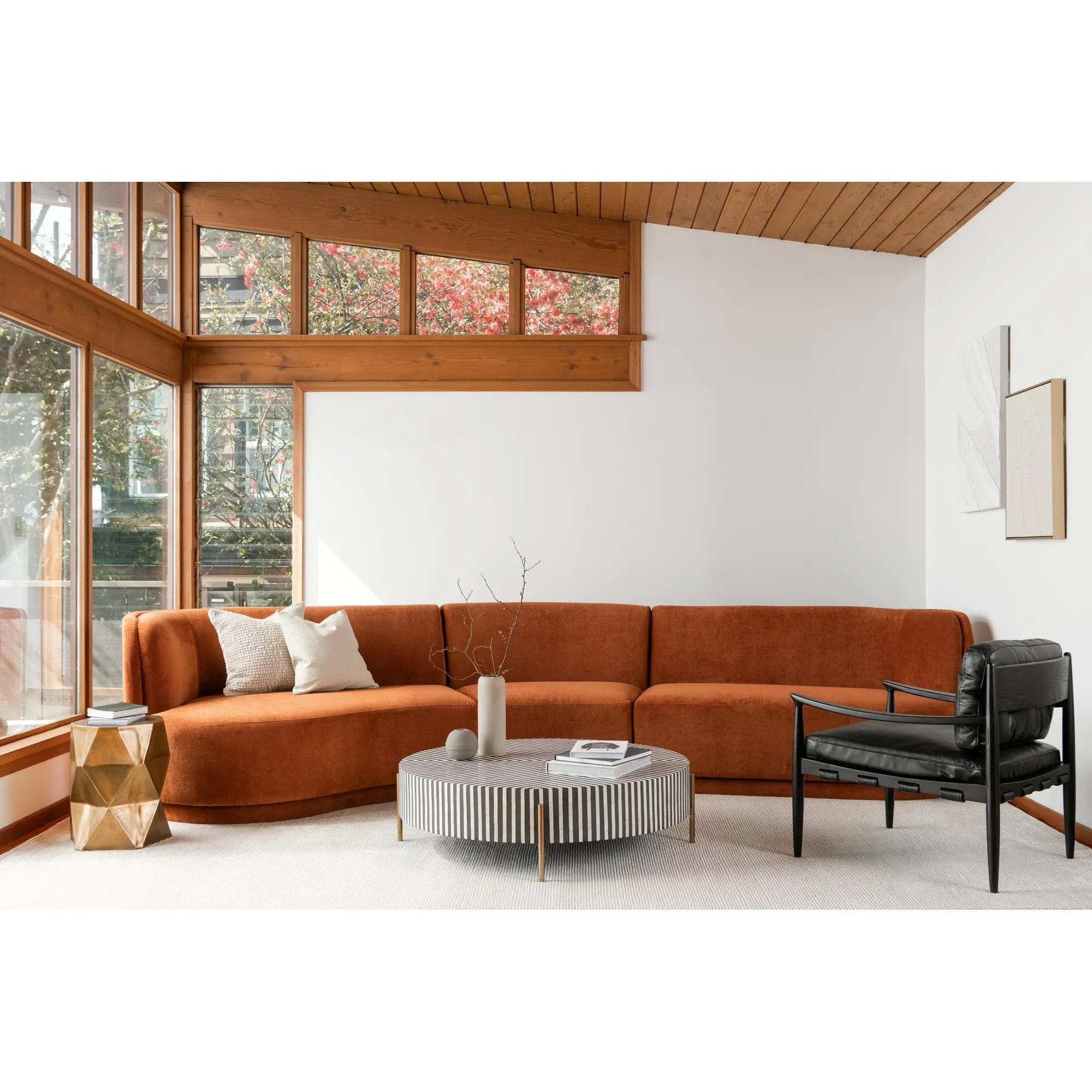 Moe's Home Collection Yoon Red 2 Seat Sofa Right-Facing