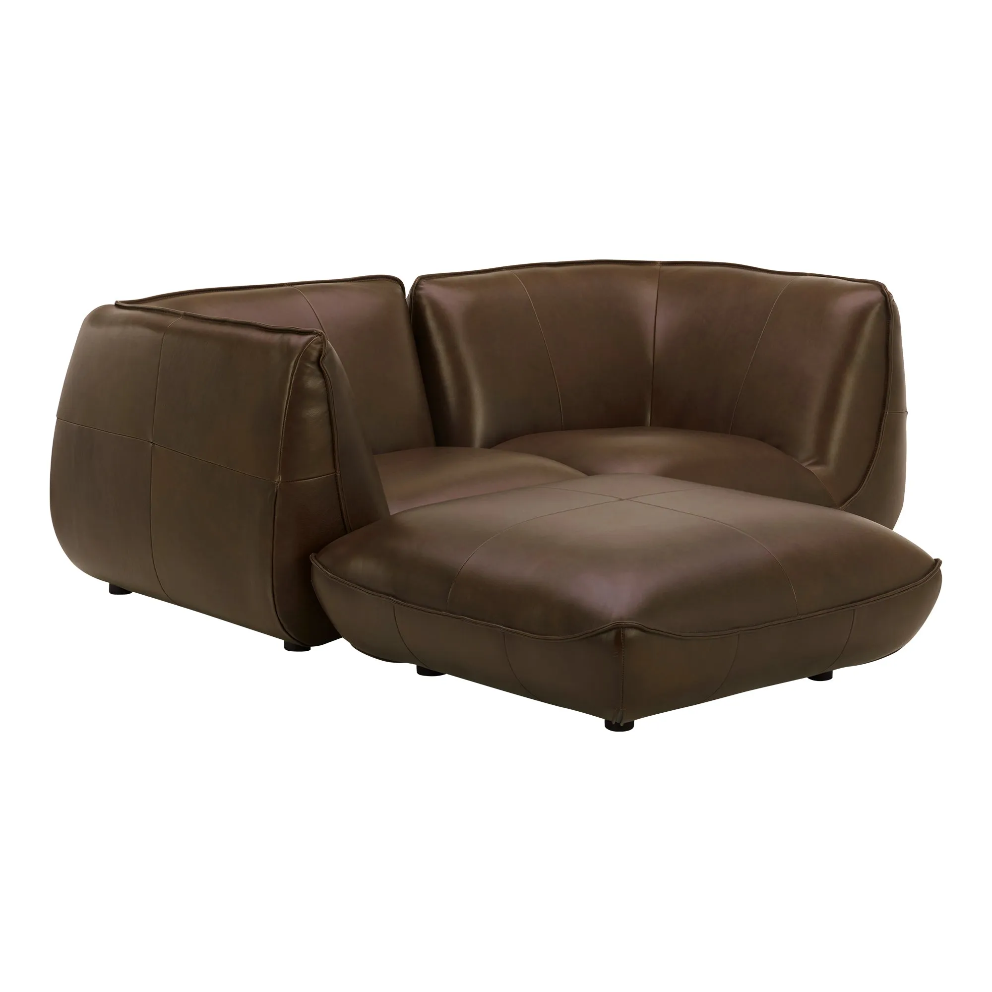 Moe's Home Collection Zeppelin Nook Toasted Hickory Modular Leather Sectional