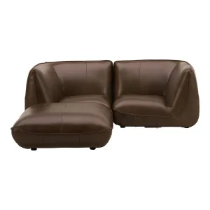 Moe's Home Collection Zeppelin Nook Toasted Hickory Modular Leather Sectional