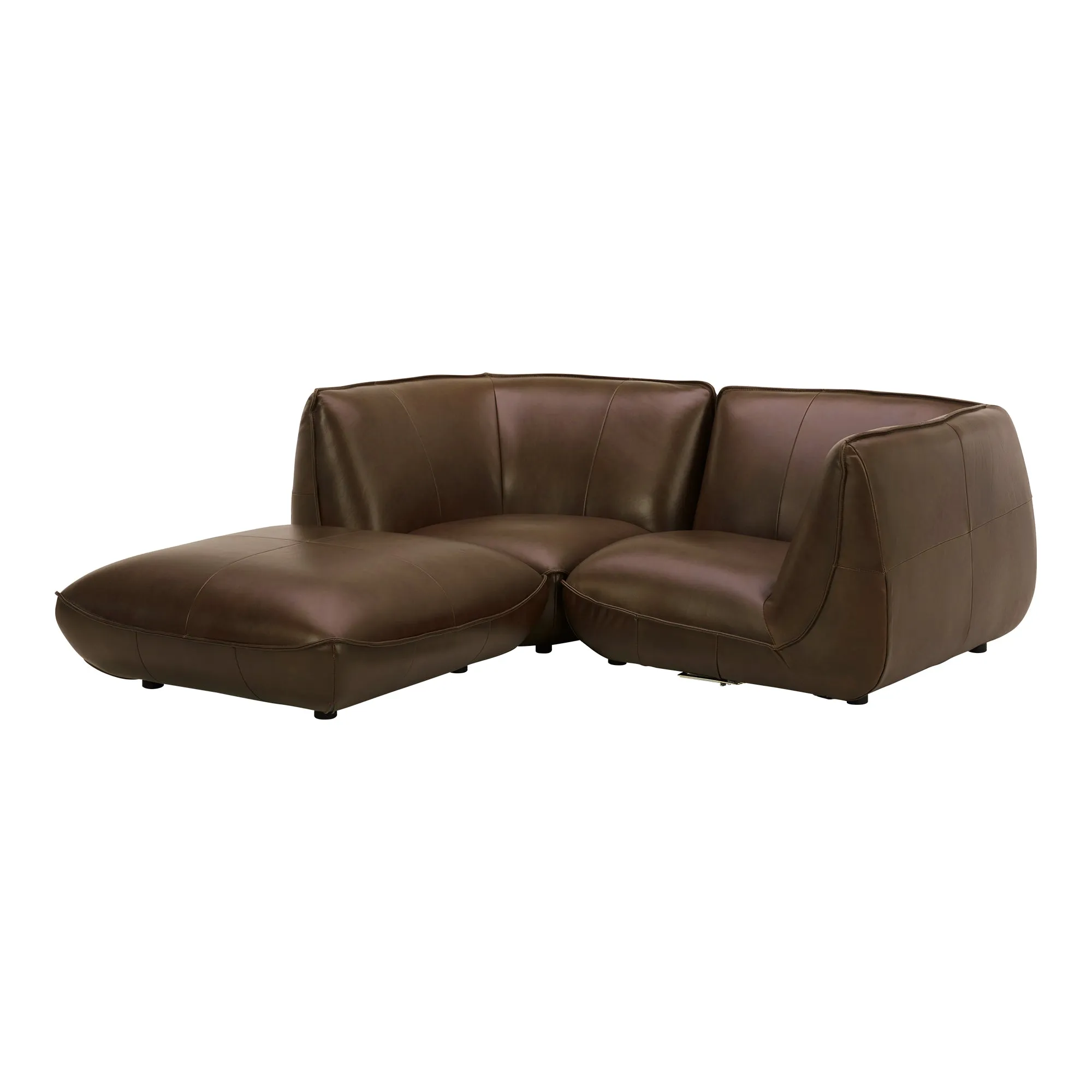 Moe's Home Collection Zeppelin Nook Toasted Hickory Modular Leather Sectional