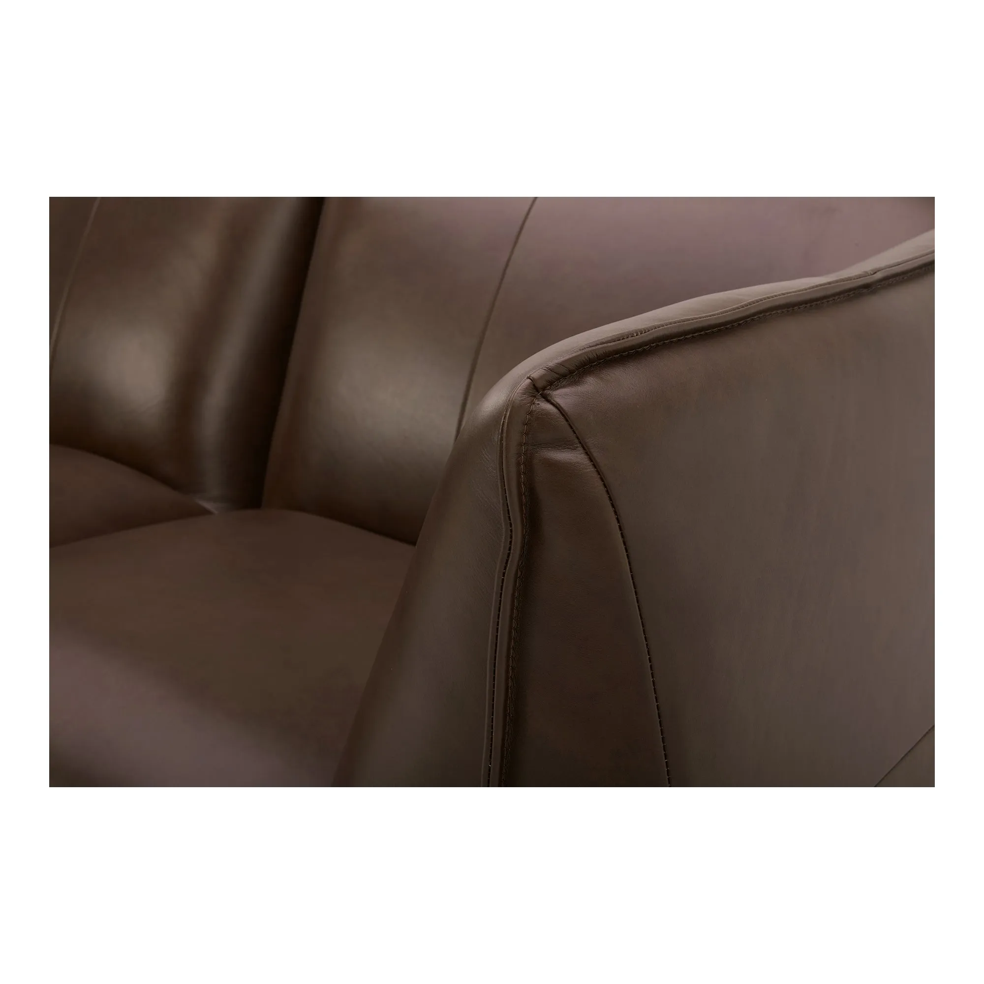 Moe's Home Collection Zeppelin Toasted Hickory Classic L-Shaped Modular Leather Sectional