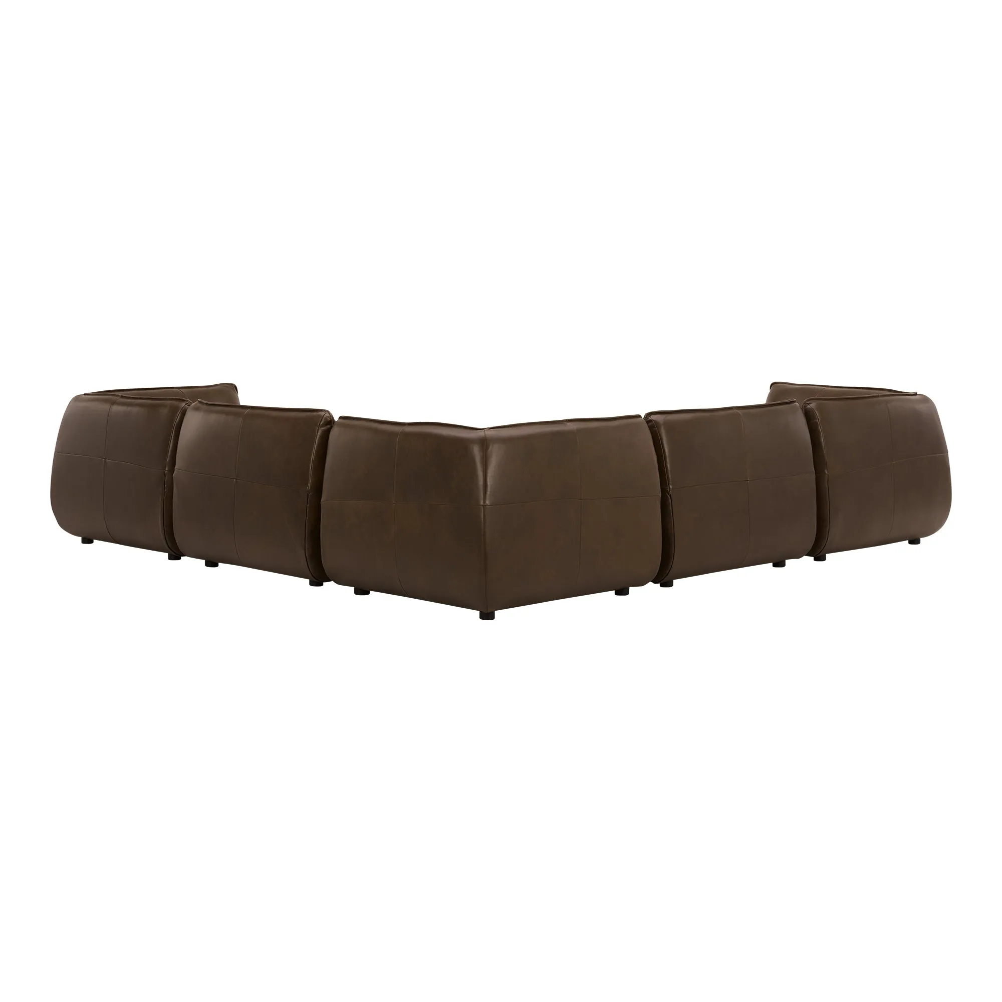 Moe's Home Collection Zeppelin Toasted Hickory Classic L-Shaped Modular Leather Sectional