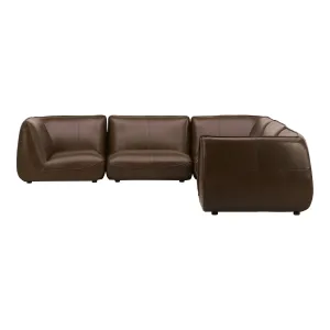 Moe's Home Collection Zeppelin Toasted Hickory Classic L-Shaped Modular Leather Sectional