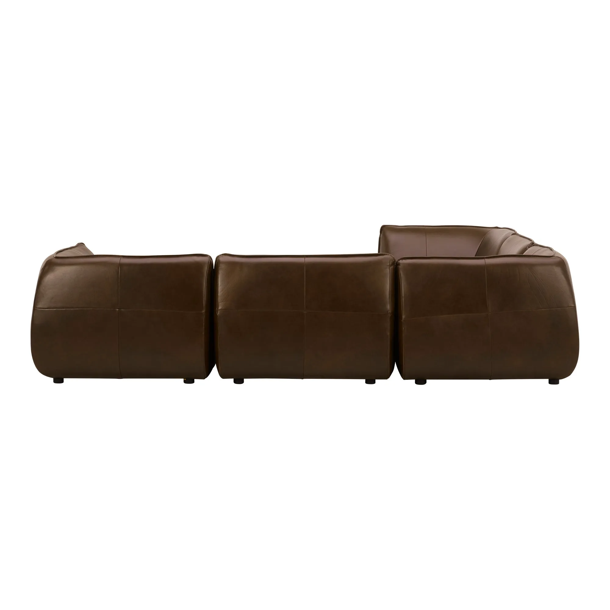 Moe's Home Collection Zeppelin Toasted Hickory Classic L-Shaped Modular Leather Sectional
