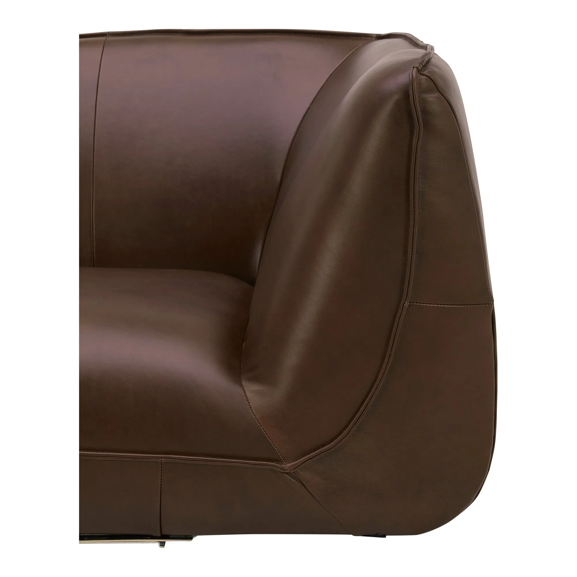 Moe's Home Collection Zeppelin Toasted Hickory Classic L-Shaped Modular Leather Sectional