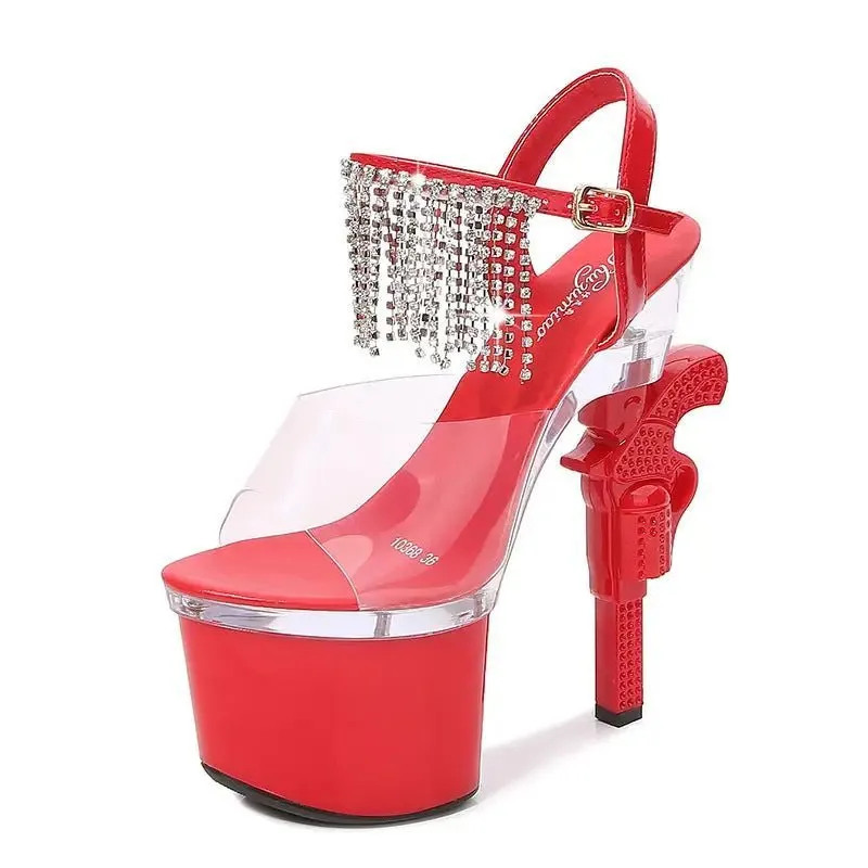 Muffin Sandals Heels: Korean Style Fish Mouth High Heels with Glamorous Details