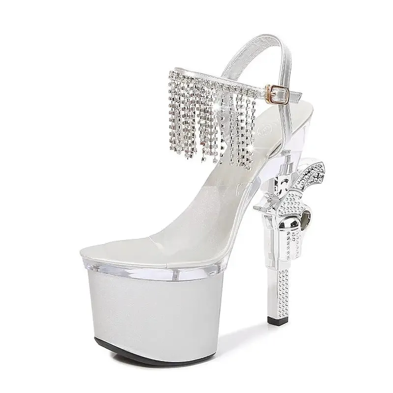 Muffin Sandals Heels: Korean Style Fish Mouth High Heels with Glamorous Details