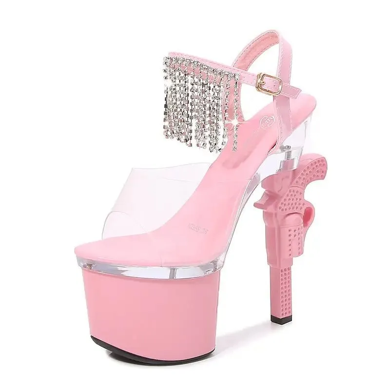 Muffin Sandals Heels: Korean Style Fish Mouth High Heels with Glamorous Details