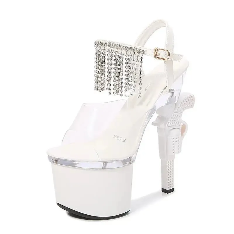Muffin Sandals Heels: Korean Style Fish Mouth High Heels with Glamorous Details