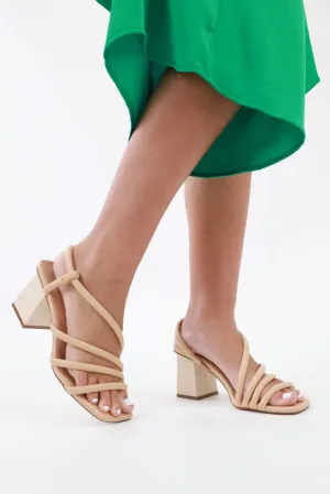 Natural Charm Wooden Heel Sandal -Nude