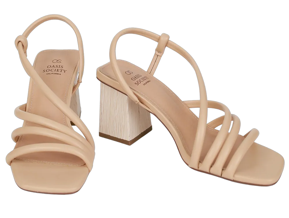 Natural Charm Wooden Heel Sandal -Nude