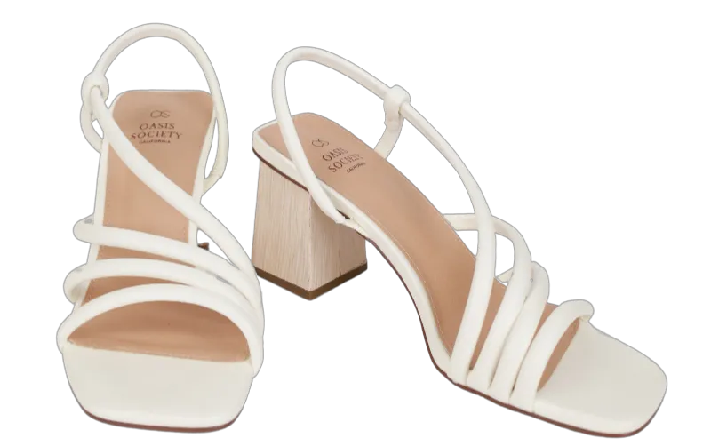 Natural Charm Wooden Heel Sandal -White